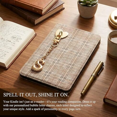 Kindle Dust Plug Charm & Chain, Alphabet Letter Charms with Removable Heart Hook, Type-C Charger Port Dust Plug Accessories Compatible with Kindle E-Reader/Tablet/Phone, Gifts for Book Lovers in Saudi Arabia