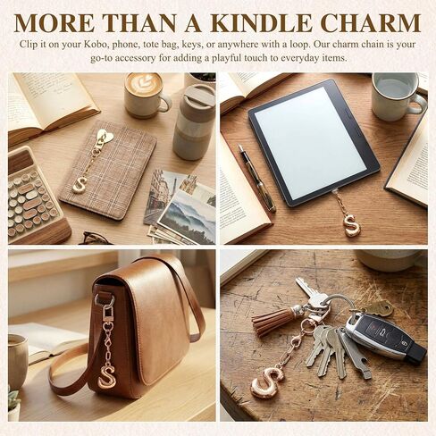 Kindle Dust Plug Charm & Chain, Alphabet Letter Charms with Removable Heart Hook, Type-C Charger Port Dust Plug Accessories Compatible with Kindle E-Reader/Tablet/Phone, Gifts for Book Lovers in Saudi Arabia