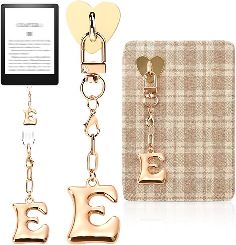 Kindle Dust Plug Charm & Chain, Alphabet Letter Charms with Removable Heart Hook, Type-C Charger Port Dust Plug Accessories Compatible with Kindle E-Reader/Tablet/Phone, Gifts for Book Lovers in Saudi Arabia