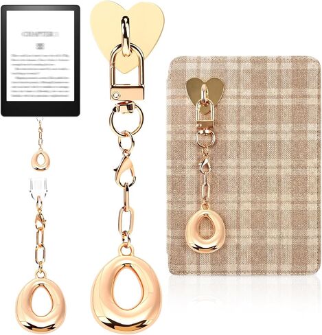 Kindle Dust Plug Charm & Chain, Alphabet Letter Charms with Removable Heart Hook, Type-C Charger Port Dust Plug Accessories Compatible with Kindle E-Reader/Tablet/Phone, Gifts for Book Lovers in Saudi Arabia