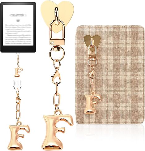 Kindle Dust Plug Charm & Chain, Alphabet Letter Charms with Removable Heart Hook, Type-C Charger Port Dust Plug Accessories Compatible with Kindle E-Reader/Tablet/Phone, Gifts for Book Lovers in Saudi Arabia