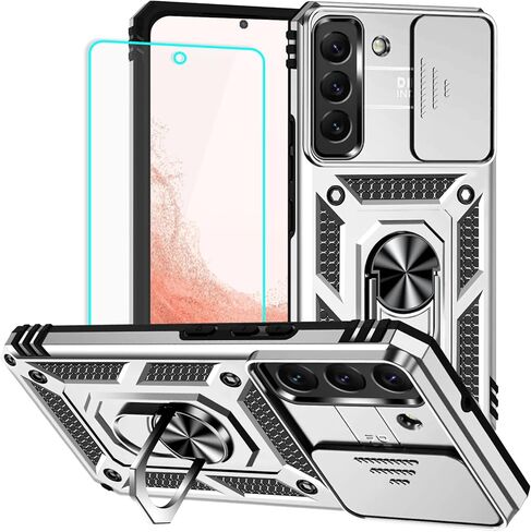 HNHYGETE for Galaxy S22 Plus Case with Screen Protector: [Military Grade 20ft. Drop Tested] Slide Camera Cover Ring Shockproof Protective Phone Case for - Samsung Galaxy S22 Plus (Dark Green) in Saudi Arabia
