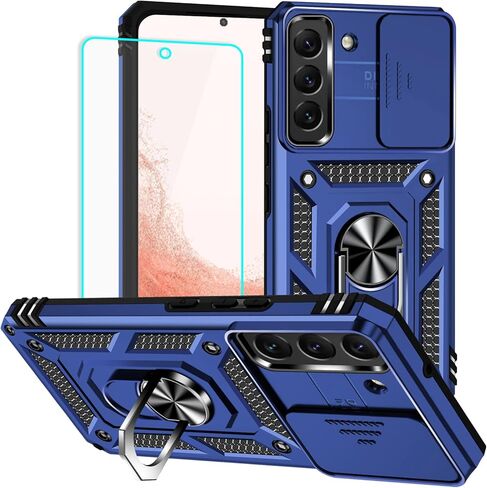 HNHYGETE for Galaxy S22 Plus Case with Screen Protector: [Military Grade 20ft. Drop Tested] Slide Camera Cover Ring Shockproof Protective Phone Case for - Samsung Galaxy S22 Plus (Dark Green) in Saudi Arabia