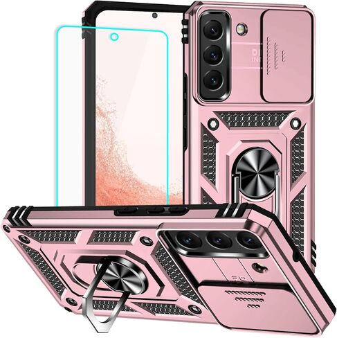 HNHYGETE for Galaxy S22 Plus Case with Screen Protector: [Military Grade 20ft. Drop Tested] Slide Camera Cover Ring Shockproof Protective Phone Case for - Samsung Galaxy S22 Plus (Dark Green) in Saudi Arabia