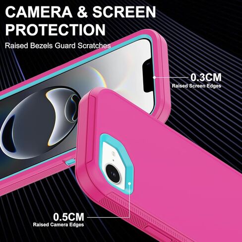 Annymall for iPhone 16e Case with 2 Screen Protector,Shockproof Drop Protection Full Body Heavy Duty 3 Layer Military Rugged Durable Phone Cover for Apple iPhone 16e 6.1 inch 2025 (Pink) in Saudi Arabia
