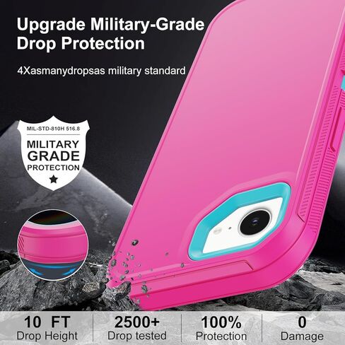 Annymall for iPhone 16e Case with 2 Screen Protector,Shockproof Drop Protection Full Body Heavy Duty 3 Layer Military Rugged Durable Phone Cover for Apple iPhone 16e 6.1 inch 2025 (Pink) in Saudi Arabia
