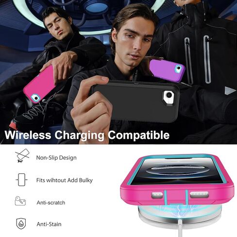 Annymall for iPhone 16e Case with 2 Screen Protector,Shockproof Drop Protection Full Body Heavy Duty 3 Layer Military Rugged Durable Phone Cover for Apple iPhone 16e 6.1 inch 2025 (Pink) in Saudi Arabia