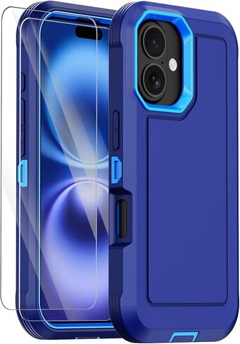 Annymall for iPhone 16e Case with 2 Screen Protector,Shockproof Drop Protection Full Body Heavy Duty 3 Layer Military Rugged Durable Phone Cover for Apple iPhone 16e 6.1 inch 2025 (Pink) in Saudi Arabia