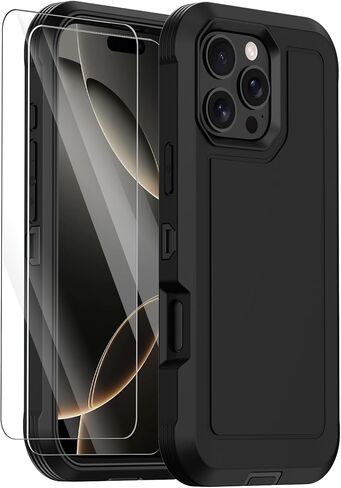 Annymall for iPhone 16e Case with 2 Screen Protector,Shockproof Drop Protection Full Body Heavy Duty 3 Layer Military Rugged Durable Phone Cover for Apple iPhone 16e 6.1 inch 2025 (Pink) in Saudi Arabia