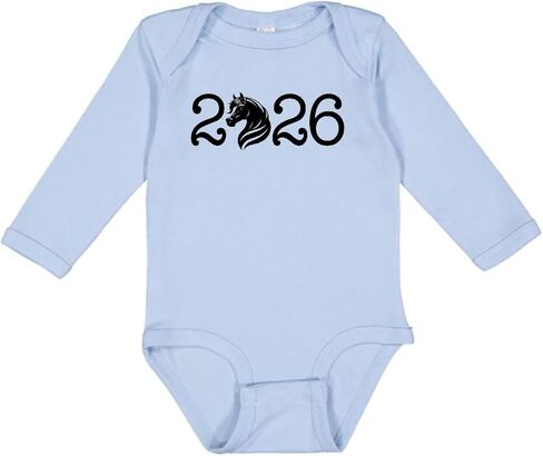 inktastic 2026 New Years Horse Silhouette Long Sleeve Creeper in Saudi Arabia