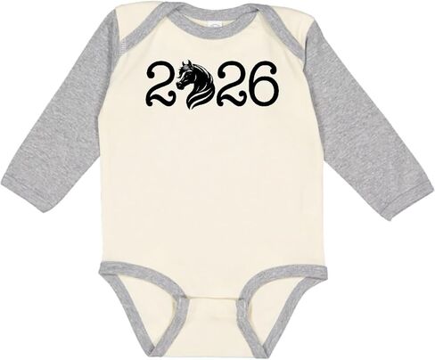 inktastic 2026 New Years Horse Silhouette Long Sleeve Creeper in Saudi Arabia