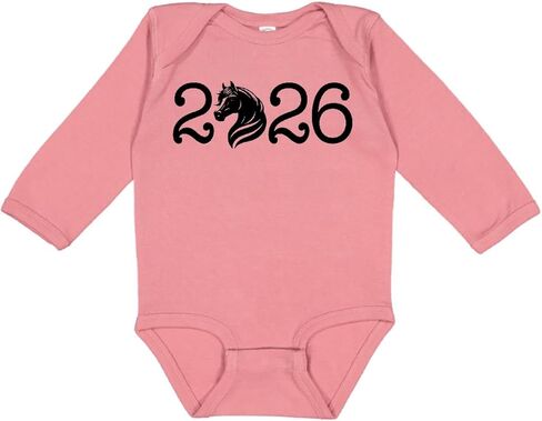 inktastic 2026 New Years Horse Silhouette Long Sleeve Creeper in Saudi Arabia