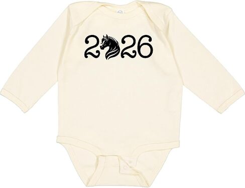 inktastic 2026 New Years Horse Silhouette Long Sleeve Creeper in Saudi Arabia