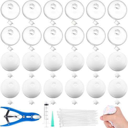 24 Pcs DIY Stress Ball Making Kit, Blank Stress Pressure Ball Skin Kit with Vacuum Evacuating Device & Expander Tool Make Your Own Fidget Pressure Balls for Adults (Milky) in Saudi Arabia