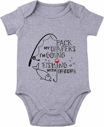 Grandpa Bodysuit for Baby Fishing Baby Bodysuit I Love Grandpa Babies Clothes Unisex in Saudi Arabia