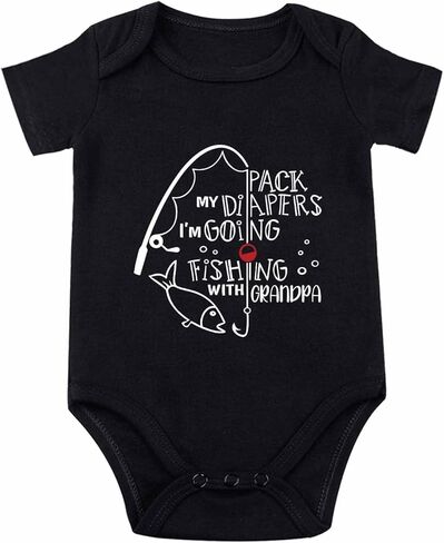 Grandpa Bodysuit for Baby Fishing Baby Bodysuit I Love Grandpa Babies Clothes Unisex in Saudi Arabia