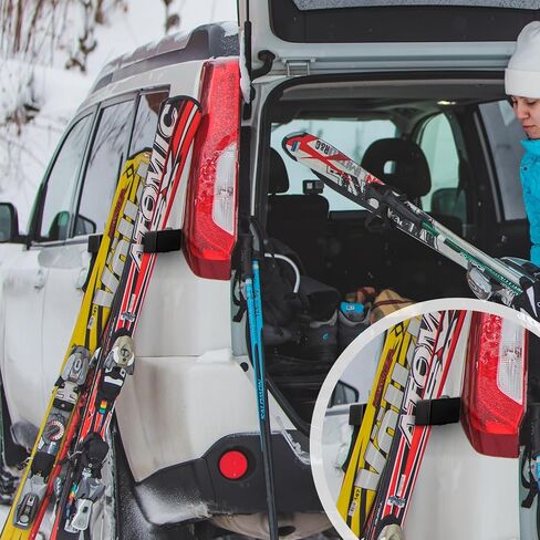 Soulchen 2 Pack Magnetic Ski & Snowboard Car Holder, Keeps Skis & Boards Upright, Protects Vehicle Paintwork from Scratches, Holds up to 5 Skis/Poles, Gifts for Ski Enthusiasts in Saudi Arabia