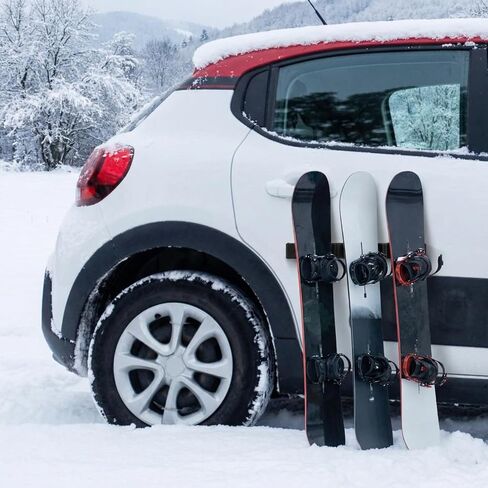 Soulchen 2 Pack Magnetic Ski & Snowboard Car Holder, Keeps Skis & Boards Upright, Protects Vehicle Paintwork from Scratches, Holds up to 5 Skis/Poles, Gifts for Ski Enthusiasts in Saudi Arabia