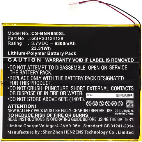 Replacement Battery for Barnes & Noble BNTV650,Nook 10.1,GSP30134138,6300mAh in Kuwait