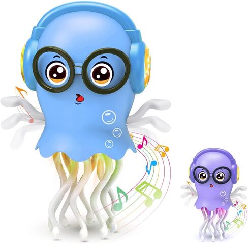 Kids Toy Dancing Jellyfish, Interactive Crawling Jellyfish Bump and Go Toy with Music & Lights, Sensory Tummy Time Toys for Toddlers 3-12 Years, Kids Birthday Chirstmas Gifts for Boys Grils in Saudi Arabia