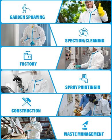 بدلة YIBER Hazmat المعطف القابل للتصرف | بدلة رسم الجسم بالكامل بـ 7 مقاسات بمواصفات متعددة للرجال والنساء - 3X-Large، أبيض، 1 in Kuwait
