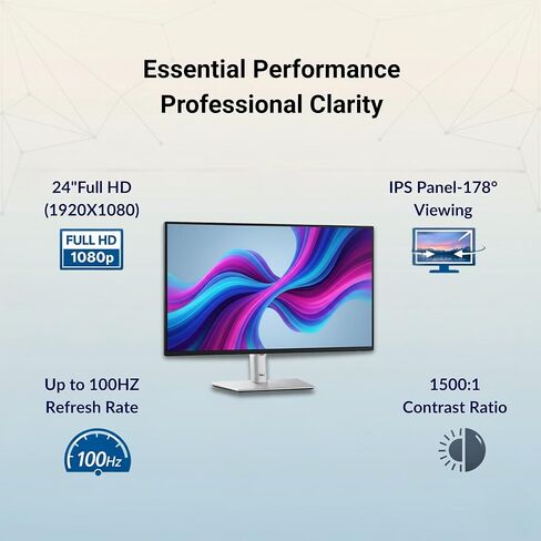 شاشة كمبيوتر Dell P2425H مقاس 24 بوصة 16:9 IPS مع حامل - 100 هرتز Full HD، 1920 x 1080 مع DisplayPort وHDMI وUSB 3.0 Upstream وكابل الطاقة - جديد in Kuwait