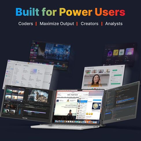 New Mobile Pixels Trio 3 Pro Triple Portable Monitor, 14.1" QHD 1400P Monitor with Built-in Kickstand, Expand to Triple Screens with USB-C, 65W Pass-Through Charging, Compatible with Mac & Windows in Saudi Arabia