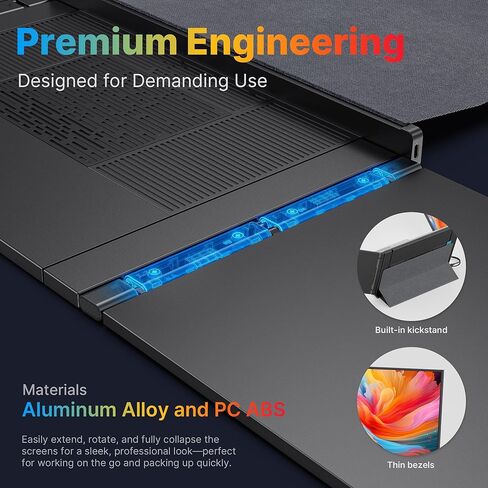 New Mobile Pixels Trio 3 Pro Triple Portable Monitor, 14.1" QHD 1400P Monitor with Built-in Kickstand, Expand to Triple Screens with USB-C, 65W Pass-Through Charging, Compatible with Mac & Windows in Saudi Arabia