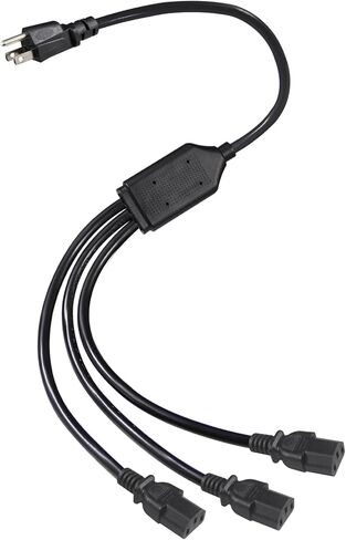 Computer Y Splitter Power Cord, NEMA 5-15P to 3X IEC60320 C13 Female 3 Ways Outlet AC Power Cord, SJT 16AWG Universal Laptop 3 Prong Power Cable, C13 Y Spliiter for Monitor/TV/Printer (3FT) in Saudi Arabia