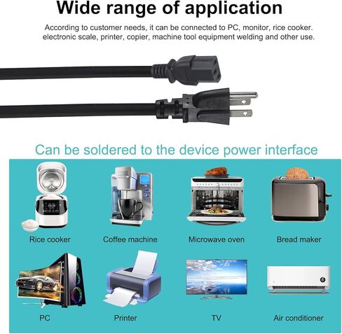 Computer Y Splitter Power Cord, NEMA 5-15P to 3X IEC60320 C13 Female 3 Ways Outlet AC Power Cord, SJT 16AWG Universal Laptop 3 Prong Power Cable, C13 Y Spliiter for Monitor/TV/Printer (3FT) in Saudi Arabia