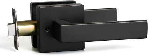 YAGU Wooden Round Entry Lever Door Handle and Single Cylinder Deadbolt Locking Lever Handle Set Pack of 1 [Front Door or Office] Right & Left Sided Doors Heavy Duty – Matte Black Finish in Saudi Arabia