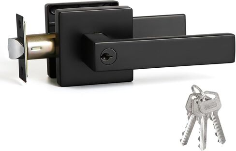 YAGU Wooden Round Entry Lever Door Handle and Single Cylinder Deadbolt Locking Lever Handle Set Pack of 1 [Front Door or Office] Right & Left Sided Doors Heavy Duty – Matte Black Finish in Saudi Arabia