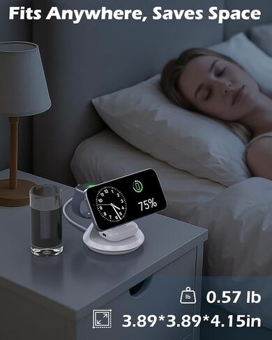 3 in 1 Charging Station for Apple MagSafe Charger Compat, 15W Magnetic Wireless Charger Stand, 360° Rotating Dock, Wireless Charging Station for iPhone 17 16 15 14 13 12 Series for iWatch for AirPods in Saudi Arabia