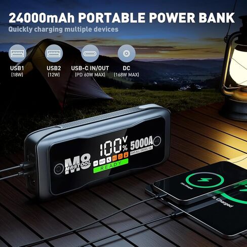 MOSTOOL M6 3000A Jump Starter 20000mAh - 10L Gas/8L Diesel 12V Car Booster with 30W PD Power Bank, 4" LCD, IP65 Waterproof for Sedans/SUVs/Trucks in Saudi Arabia