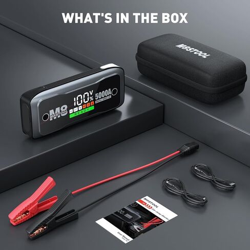 MOSTOOL M6 3000A Jump Starter 20000mAh - 10L Gas/8L Diesel 12V Car Booster with 30W PD Power Bank, 4" LCD, IP65 Waterproof for Sedans/SUVs/Trucks in Saudi Arabia