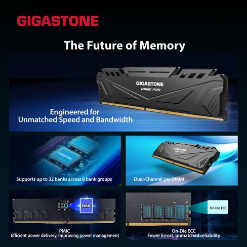 【DDR5 RAM】 GIGASTONE Game PRO 128GB Kit (4x32GB) DDR5 6000MHz PC5-48000 CL40-40-40-76 Intel XMP 3.0 AMD Expo 1.3v UDIMM 288 Pin Unbuffered Non ECC High Performance Gaming Desktop Memory – Black in Saudi Arabia