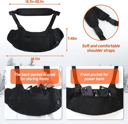 Heated Hand Warmers Pouch with 10000mAh Power Bank Included– 3 Levels Up to 14.5Hrs Double-Sided Heat, Adjustable Strap for Hunting & Camping, Waterproof Dual Pockets, Fleece Lined Survival Gear in Saudi Arabia