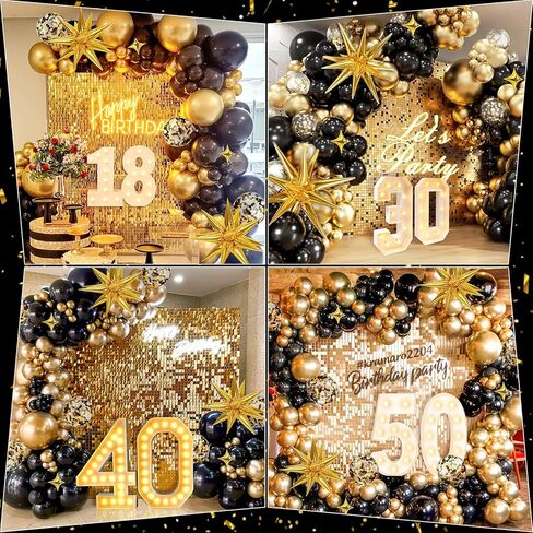 طقم قوس البالون الأسود والذهبي ، Aivatoba 126pcs بالونات عيد ميلاد أسود وذهبي ، وبالونات سوداء وذهبية لتخرج الحفلات الجديدة. in Kuwait