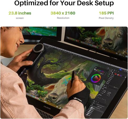 HUION KAMVAS Pro 24 (Gen 3) Touch Drawing Tablet with Screen Bundle HUION Single Monitor Arm in Saudi Arabia