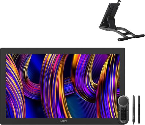 HUION KAMVAS Pro 27 (144 هرتز) 4K UHD تابلت رسم مع شاشة، PenTech 4.0 Canvas Glass 3.0 جهاز لوحي للرسومات 98% Adobe RGB متعدد اللمس مع حامل قابل للتعديل عن بعد in Saudi Arabia