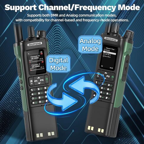 راديو BAOFENG DM-32 DMR راديو طويل المدى هام راديو محمول قابل لإعادة الشحن DM32UV جهاز اتصال لاسلكي اتجاهين راديو NOAA راديو الطقس مع بطارية 3800 مللي أمبير في الساعة USB-C شحن GPS، تردد النسخ لمعدات البقاء على قيد الحياة in Kuwait