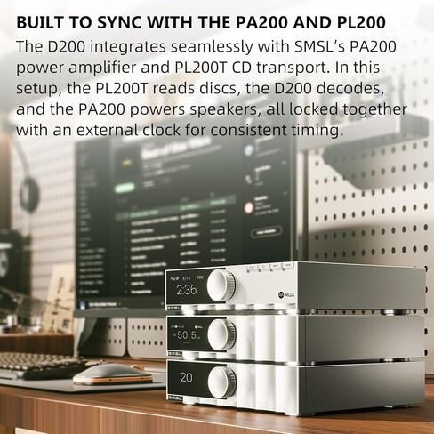 SMSL D200 Hi-res DAC ROHM BD34352EKV DAC Chip Bluetooth Lyrics Display يدعم إدخال الساعة 2X NJU72315 متوازن بالكامل True Preamp MQA MQA-CD كامل فك تشفير الصوت DAC USB/BT/مدخل بصري/محوري in Kuwait
