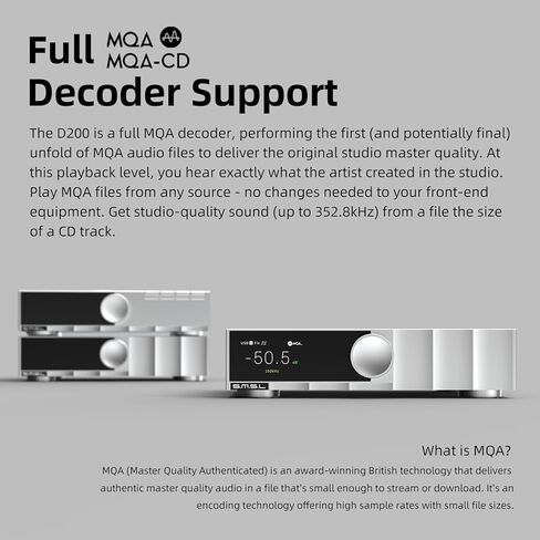 SMSL D200 Hi-res DAC ROHM BD34352EKV DAC Chip Bluetooth Lyrics Display يدعم إدخال الساعة 2X NJU72315 متوازن بالكامل True Preamp MQA MQA-CD كامل فك تشفير الصوت DAC USB/BT/مدخل بصري/محوري in Kuwait