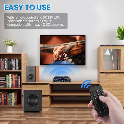 S-188Pro Bluetooth Amplifiers RMS 50WX2+60W Stereo Audio Amp Receivers for Home Speaker 2.1 Channel Max 600W Output Mini Power Amplifier w/FM Radio, Echo, MIC, USB, SD Input for Home Audio in Kuwait