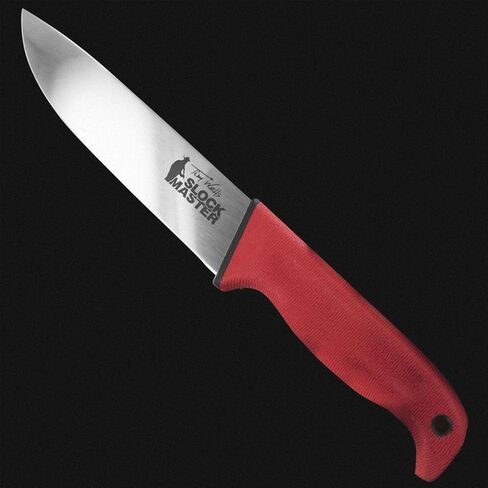 Cold Steel Tim Wells Scalper Slock Master Durable 6.5" 4116 Stainless Steel Fixed Straight Back Blade Outdoor Hunting Camping Utility Knife, 5.25" Red Textured Kray-Ex Handle in Saudi Arabia