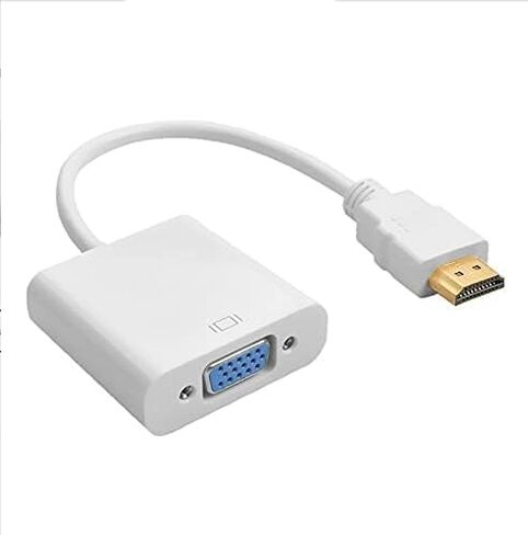 HDMI إلى VGA، محول HDMI إلى VGA مطلي بالذهب (ذكر إلى أنثى) متوافق مع الكمبيوتر، سطح المكتب، الكمبيوتر المحمول، الكمبيوتر الشخصي، HDTV (أبيض) in Saudi Arabia