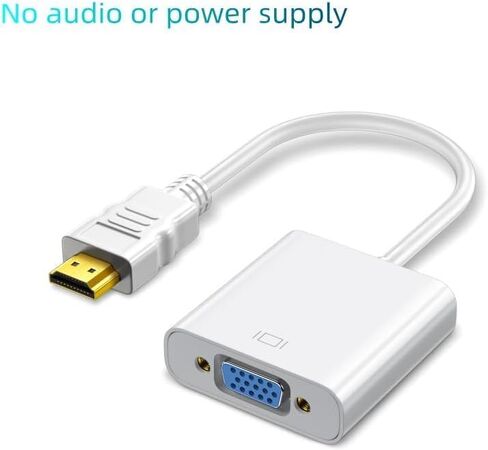 HDMI إلى VGA، محول HDMI إلى VGA مطلي بالذهب (ذكر إلى أنثى) متوافق مع الكمبيوتر، سطح المكتب، الكمبيوتر المحمول، الكمبيوتر الشخصي، HDTV (أبيض) in Saudi Arabia