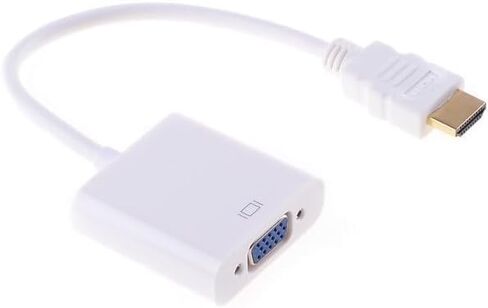 HDMI إلى VGA، محول HDMI إلى VGA مطلي بالذهب (ذكر إلى أنثى) متوافق مع الكمبيوتر، سطح المكتب، الكمبيوتر المحمول، الكمبيوتر الشخصي، HDTV (أبيض) in Saudi Arabia