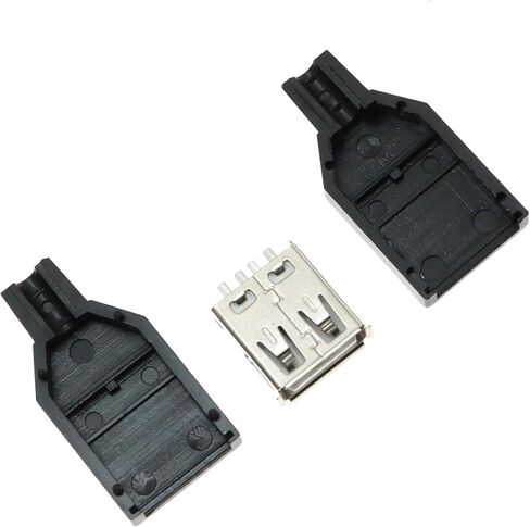 10 قطعة USB 2.0 نوع A أنثى المقابس موصلات ذاتية الصنع مع أغطية بلاستيكية سوداء 27x12x4 مللي متر لصيانة منفذ كابل الطاقة in Saudi Arabia