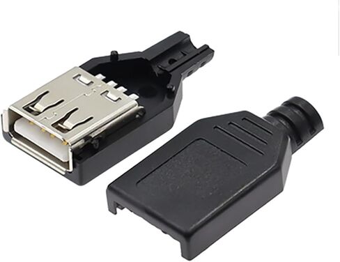 10 قطعة USB 2.0 نوع A أنثى المقابس موصلات ذاتية الصنع مع أغطية بلاستيكية سوداء 27x12x4 مللي متر لصيانة منفذ كابل الطاقة in Saudi Arabia